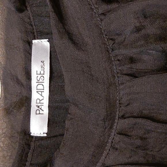 Paradise USA Black Sheer Sleeveless Prom Night Out Dress Small EUC LBD - Picture 5 of 12